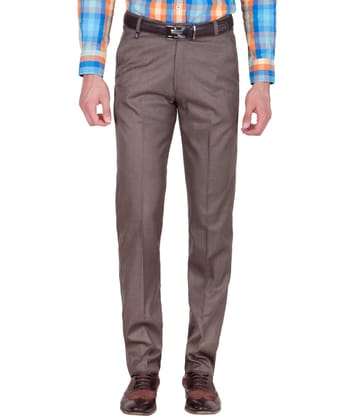 American-Elm Men's Cotton Blend Brown Formal Trouser-28