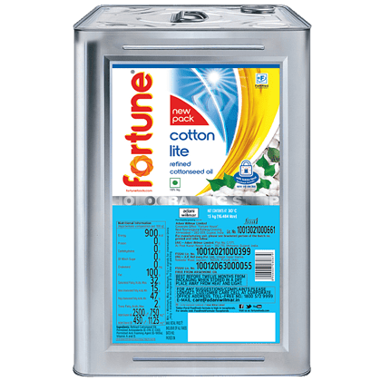 Fortune Cotton Lite Refined Cottonseed Oil, 15 Kg Tin