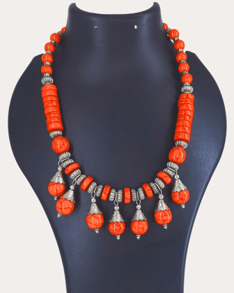 Beads Orange Colour Necklace-Orange