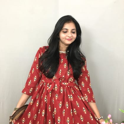 Maroon Black Ajrakh - Maternity Kurti with Feeding Zips - Cotton Flex - Thicker Fabric-36 - 38 ( S - M )
