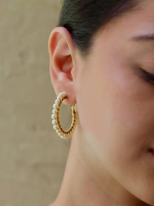Pearl beaded hoop Earring