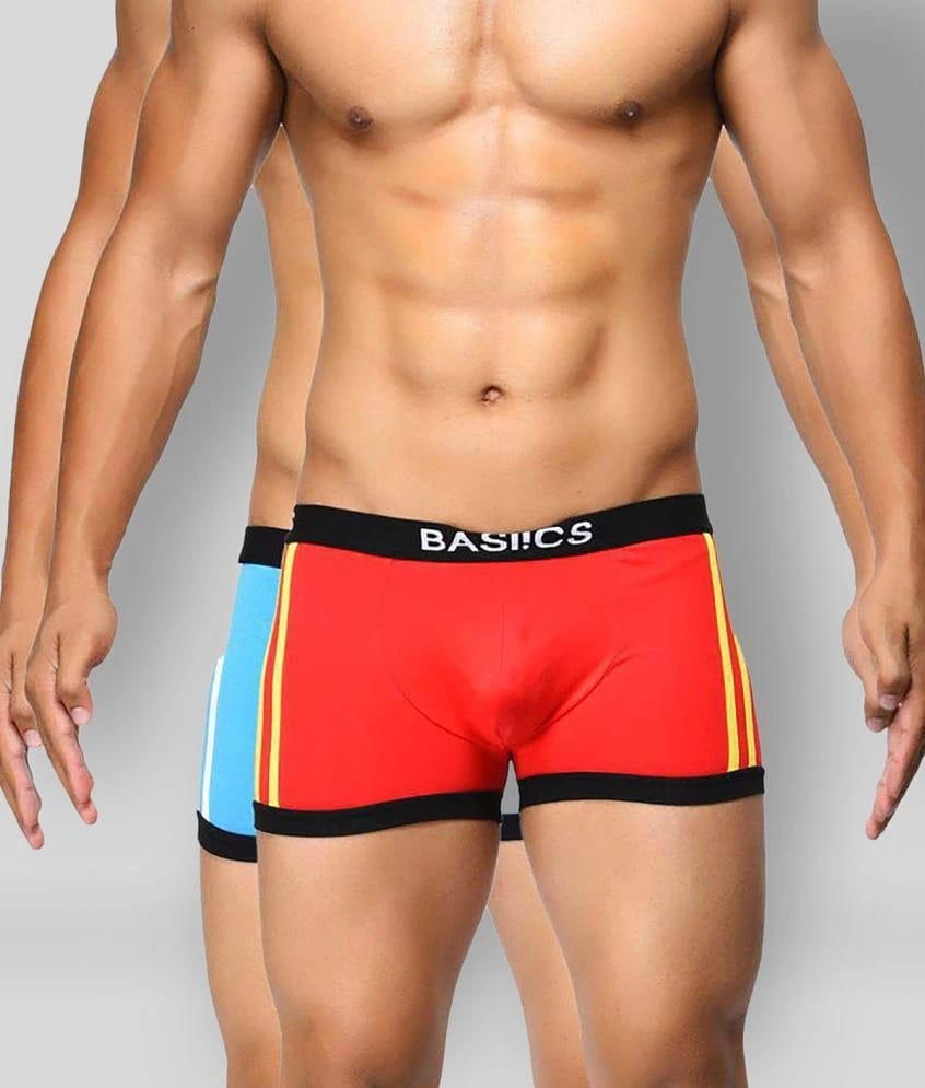 BASIICS By La Intimo - Multicolor Cotton Mens Trunks ( Pack of 2 ) - S