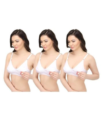 Elina White Cotton Bra - 36B
