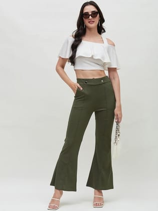 Women Mid-Rise Smart Skinny Fit Bootcut Trousers