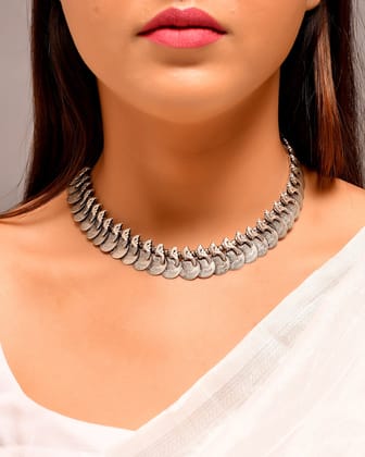 Mayur coin silver necklace