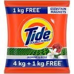 Tide Detergent Washing Powder - Jasmine & Rose, Extra Power, Tide, 5 Kg (4 Kg Pack + 1 Kg Pack Free)(Savers Retail)