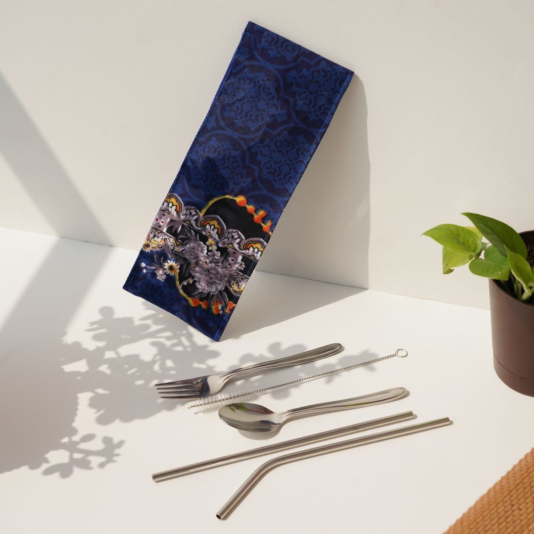 Travel Friendly Sustainable Cutlery Kit ? Pouch in Assorted Colors & Patterns