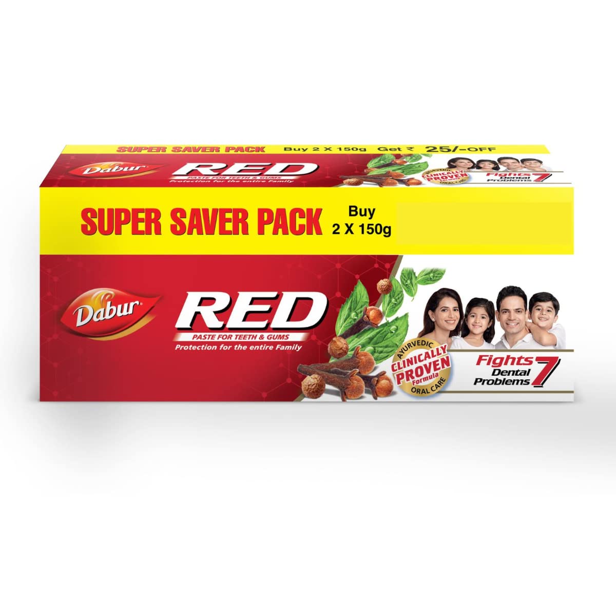 Dabur Red Toothpaste, Super Saver Pack, World's No.1 Ayurvedic Paste, Provides Germ Protection, Cavity Protection, Plaque Removal, 300G(Savers Retail)
