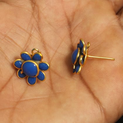 2 Pairs Single Layer Pacchi Earring Tops Blue, Size: 14X14mm-Blue / Acrylic