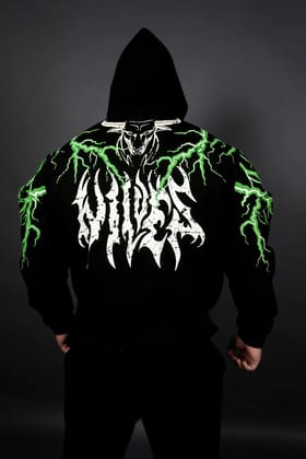 THUNDER STORM HOODIE (BLACK GREEN)-S