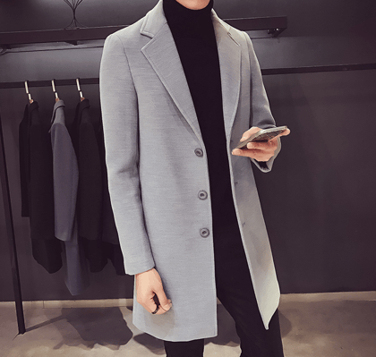 Light Grey Wool and Blends Trench Over Coat by ITALIAN VEGA®-S-36
