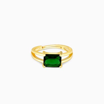 Golden Green Velvet Stone Ring