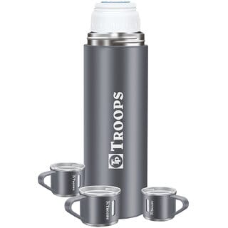 TP TROOPS Coffee Thermos Stainless Steel Vacuum Flask with Cup for Hot  Cold Drink TP-9117-Grey