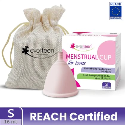 everteen Menstrual Cup for Periods | Odor-Free, Rash-Free, No Leakage | 12-Hour Protection | Reusable For Up To 10 Years | Medical-Grade Silicone | Free Pouch | Sanitary Cup for Feminine Hygiene-