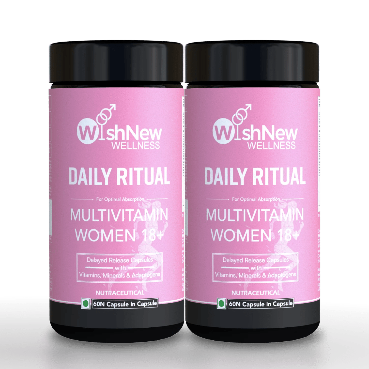 WishNew Wellness Daily Ritual Women's Multivitamin 18+ | Complete 36-Nutrient Formula for Optimal Health & Vitality | Supports PMS, UTI Care | 60 Non-GMO Delayed Release Capsules for Your Wellbei