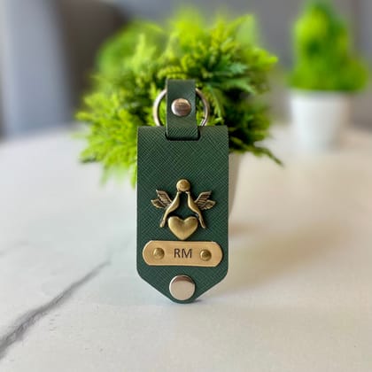 Personalized Leather Photo Keychain-Green