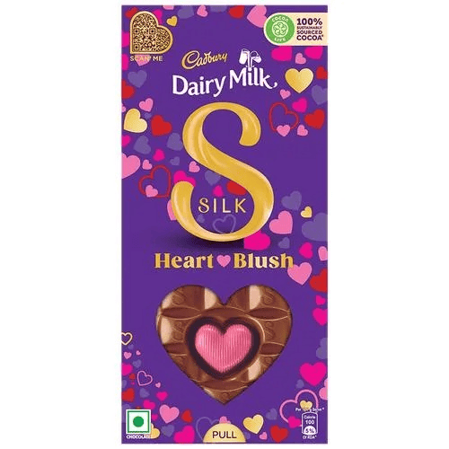 Cadbury Dairy Milk Silk Valentine Heart Blush Chocolate Bar, 250 gm