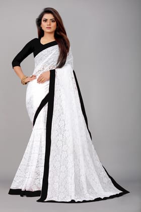 ANSH Womens Net Floral Print Saree length (5.5m) & Blouse Piece Size (0.8m) (Multicolor)