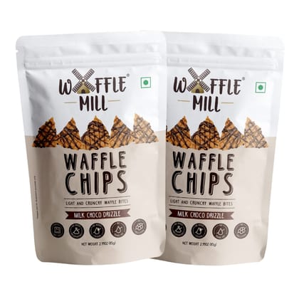 Waffle Mill - Waffle Chips - Milk Choco Drizzle - Pack of 2 - 170  gm