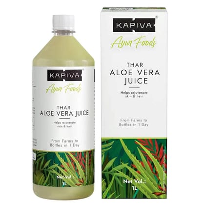 Kapiva Thar Aloe Vera Juice - Rejuvenates Skin & Hair, No Added Sugar, 1 L