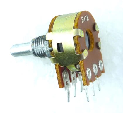 47K Dual Tone Volume / Potentiometer D shaft 6 pin - PCB mounting type  by MYPCB
