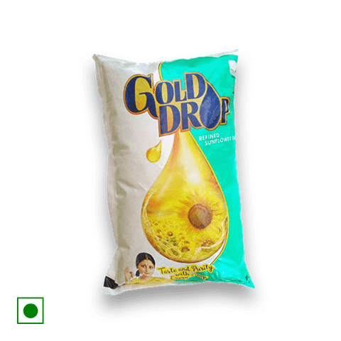 Gold Drop Refined Sunflower Oil, 1 L Pouch