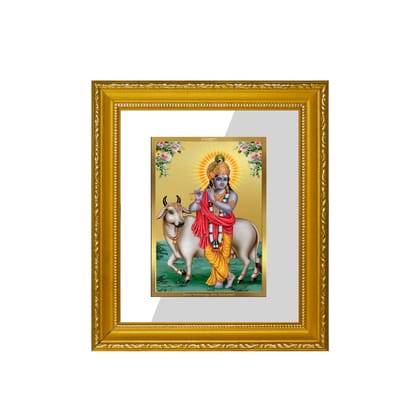 DIVINITI Krishna Gold Plated Wall Photo Frame| DG Frame 101 Wall Photo Frame and 24K Gold Plated Foil| Religious Photo Frame s (15.5CMX13.5CM)-default title