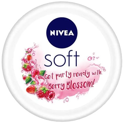 NIVEA Light Moisturizer - Soft Berry Blossom, For Face, Hand & Body, Instant Hydration Non-Greasy Cream With Vitamin E & Jojoba Oil, 100 ml 