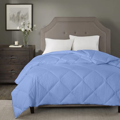 Razzai Summer Season 100 GSM Ac Comforter Super Soft Fluffy Comforter |Silver-Single / Sky Blue