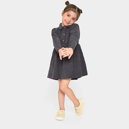 Farm Friends Corduroy Collar Dress for Girls-0 M / Grey