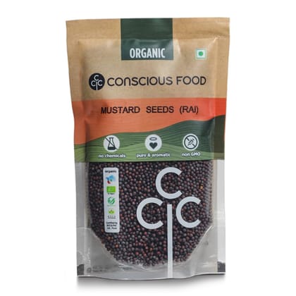 Conscious Food Rai/Mustard Seeds | 100G | Certified Organic | Pure | Sarson | Chemical Free & Pesticides Free | Unadulterated | Rich Flavour