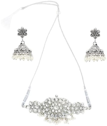 Sunhari Jewels - White Alloy Necklace Set ( Pack of 1 ) - White