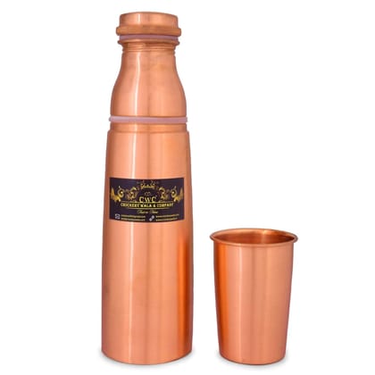 Pure Copper Bottle Mattle Finish With Glass Lid 1100 Ml