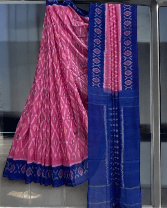 Handicraft Women's Ikat Pure soft Cotton Saree With Blouse Piece