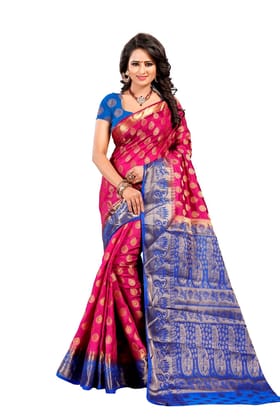 Narivastra Lotus Mor Magenta Color Pure Banarasi Silk Saree