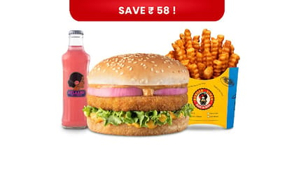 Chotu Singh Burger Value Combo __ Classic Salted Fries (Regular),Gulaabo Pink Lemonade
