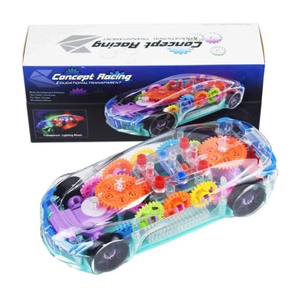 Concept Racing Musical and 3D Lights Kids Transparent Car Toy, ‎Plastic