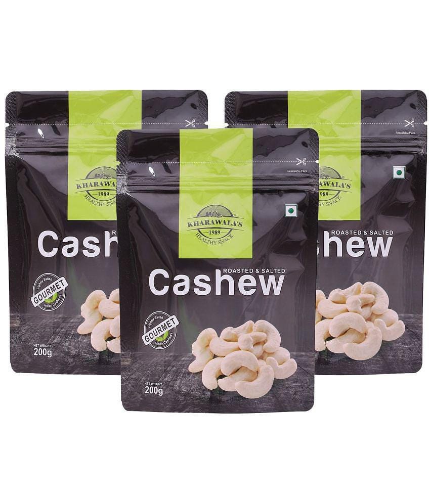 KHARAWALA''s W240 Grade Ratnagiri Salted Cashews (Kaju) Pack of 3-600 gms (200 gms each)