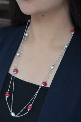 RED MELON BEADS NECKLACE