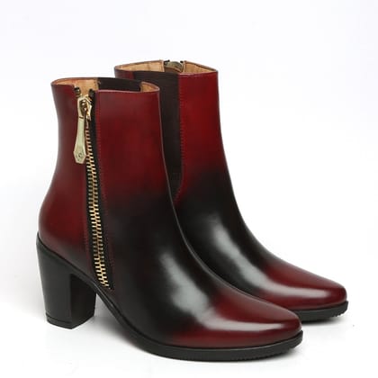 Smudged Wine Dual Tone Leather Boots By Brune & Bareskin-37/4