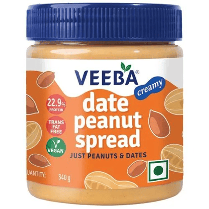 Veeba Date Peanut Spread - Creamy, Trans Fat Free, 22.9% Protein, 340 gm