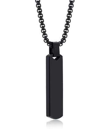 Fashion Frill Silver Chain For Men Stainless Steel Bar Pendant Black Silver Chain Pendant For Men Boys Love Gifts Mens Jewellery - None