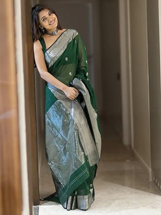 Ethnic Motifs Zari Chanderi Saree