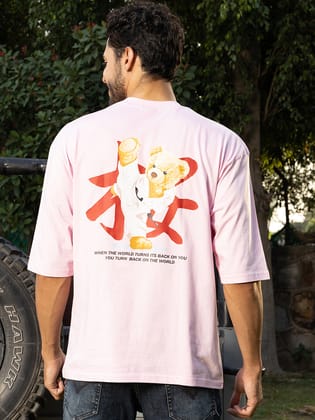 Karate Pink Oversized Drop shoulder Tee by Gavin Paris-S / Black