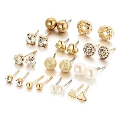 Luxway jewellery Gold & silver studs set earrings 12....
