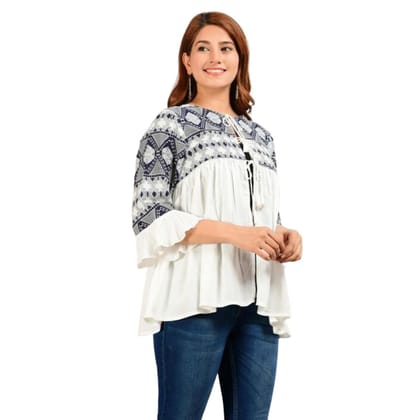Trendy Sensational Fashionable Tops And Tunics For Women-White-Grey / S-36
