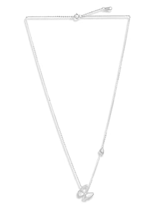 Cat Eye butterfly pendant with chain White Gold