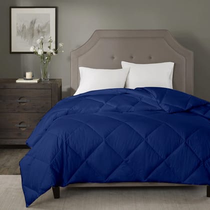 Razzai Summer Season 100 GSM Ac Comforter Super Soft Fluffy Comforter |Silver-Single / Medium Blue