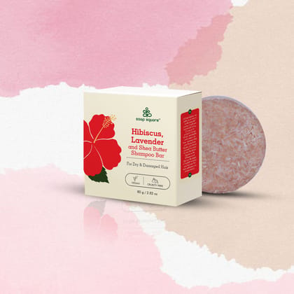 Hibiscus, Lavender & Shea Butter Shampoo Bar (for dry & damaged hair)-80g