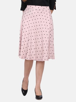 Rayon Polka Dot Skirt - Blush Pink-L